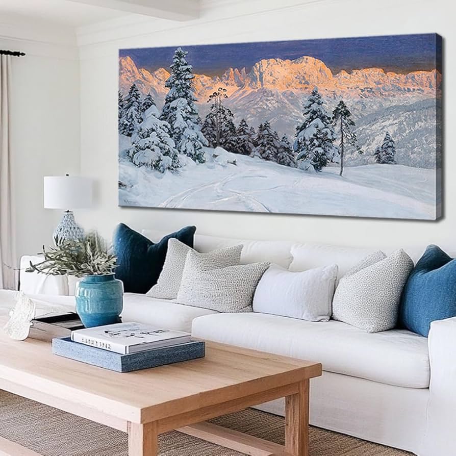 Amazon.com: dgbtcart Winter Snow Mountain Canvas Wall Art